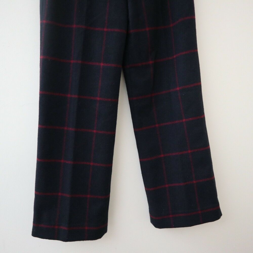 Self Portrait Size 8 Wool Blend High Rise Check Trousers Plaid Wide Leg Pant - Picture 5 of 11